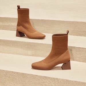 VIVAIA Water-Repellent Square Toe Chunky Heel Boots Brown Casual EU/41.5 US/10
